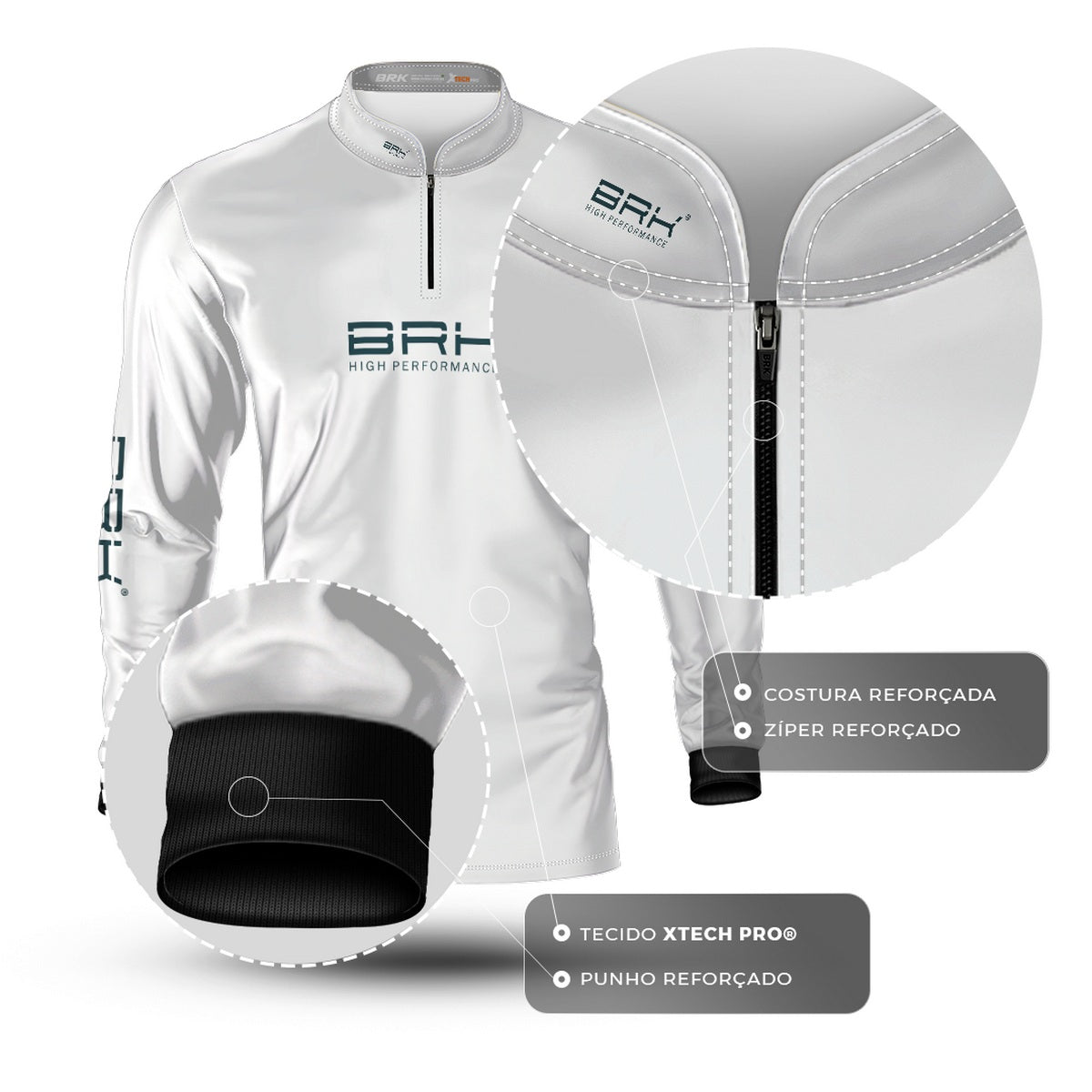 Camisa de Pesca Brk Básica Branca com Proteção Solar UV50+