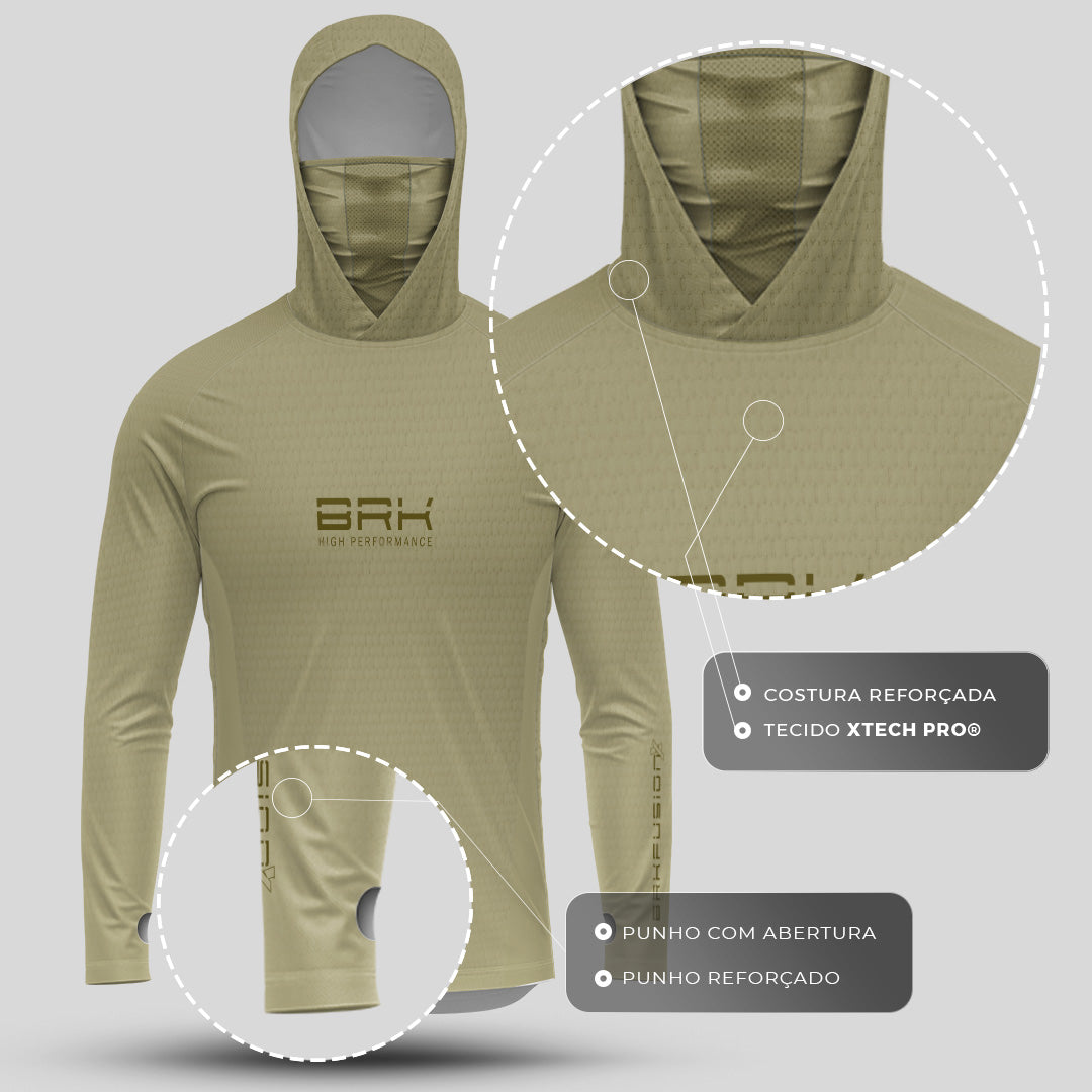 Camisa FusionX Brk Clean Areia com Capuz e Proteção UV50+