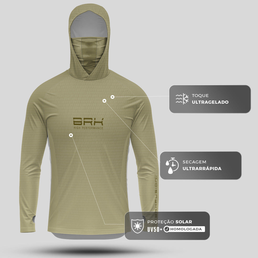 Camisa FusionX Brk Clean Areia com Capuz e Proteção UV50+