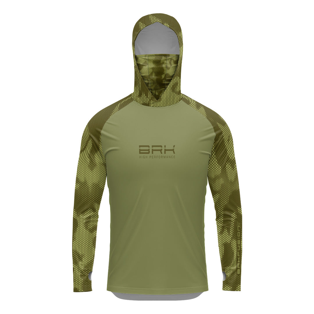 Camisa FusionX Brk Camo Verde com Capuz e Proteção UV50+