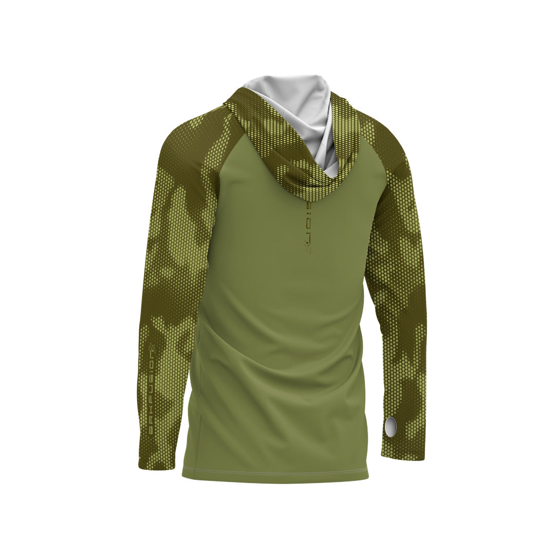 Camisa FusionX Brk Camo Verde com Capuz e Proteção UV50+