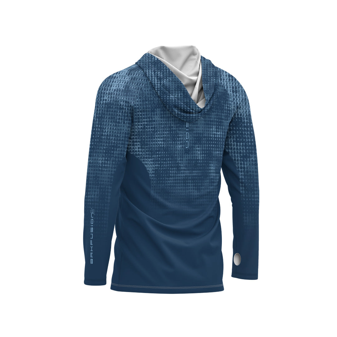 Camisa FusionX Brk Deep Azul com Capuz e Proteção UV50+