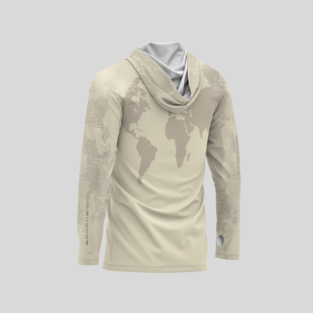 Camisa FusionX Brk Discovery Areia com Capuz e Proteção UV50+