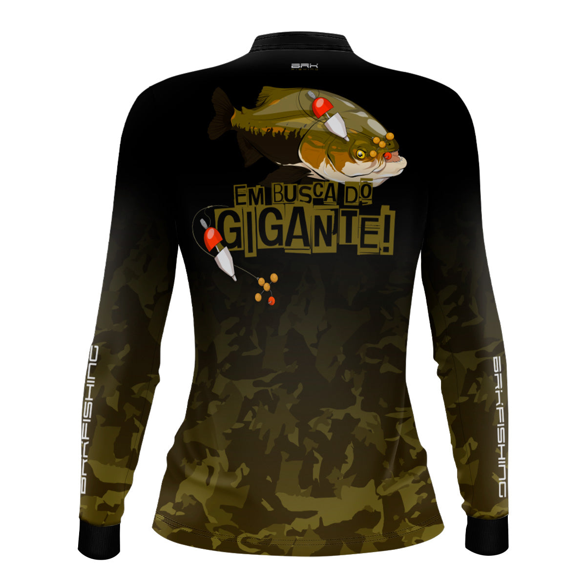 Camisa Feminina de Pesca Brk Preta Em Busca Do Gigante com UV50+