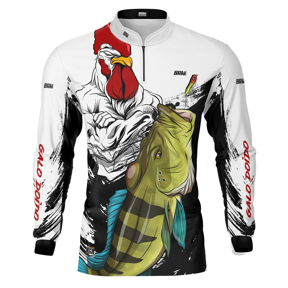 Camisa de Pesca Brk Galo Doido Bicampeão Tucunaré Azul com UV50+