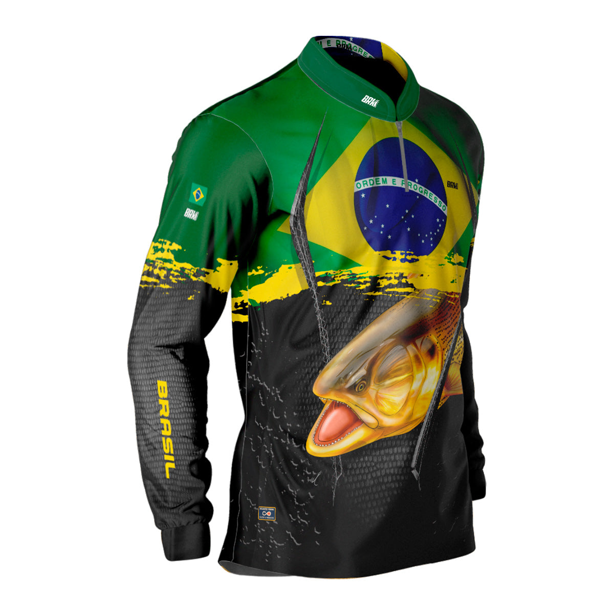 Camisa Masculina Brk Dourado Brasil Proteção Solar UV50+