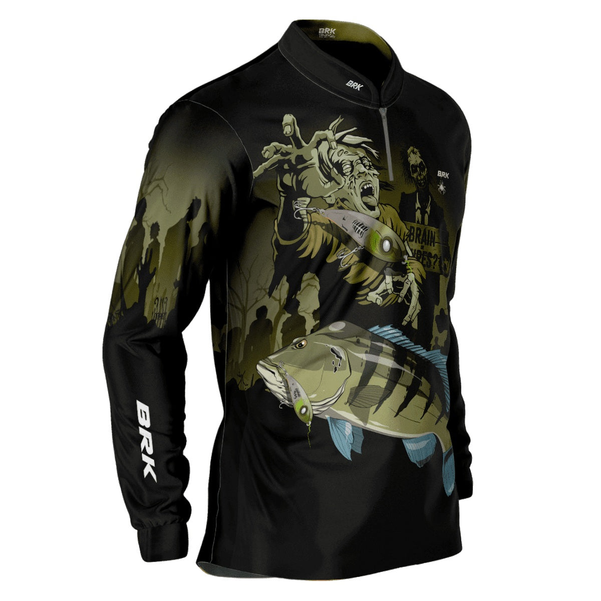 Camisa de Pesca Brk Halloween Tucuna Azul Zumbi com UV50+