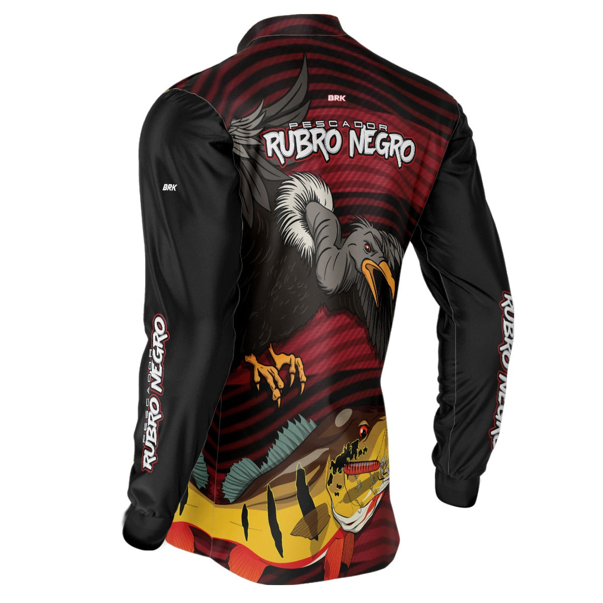Camisa de Pesca Brk Pescador Rubro Negro 2023 com UV50+