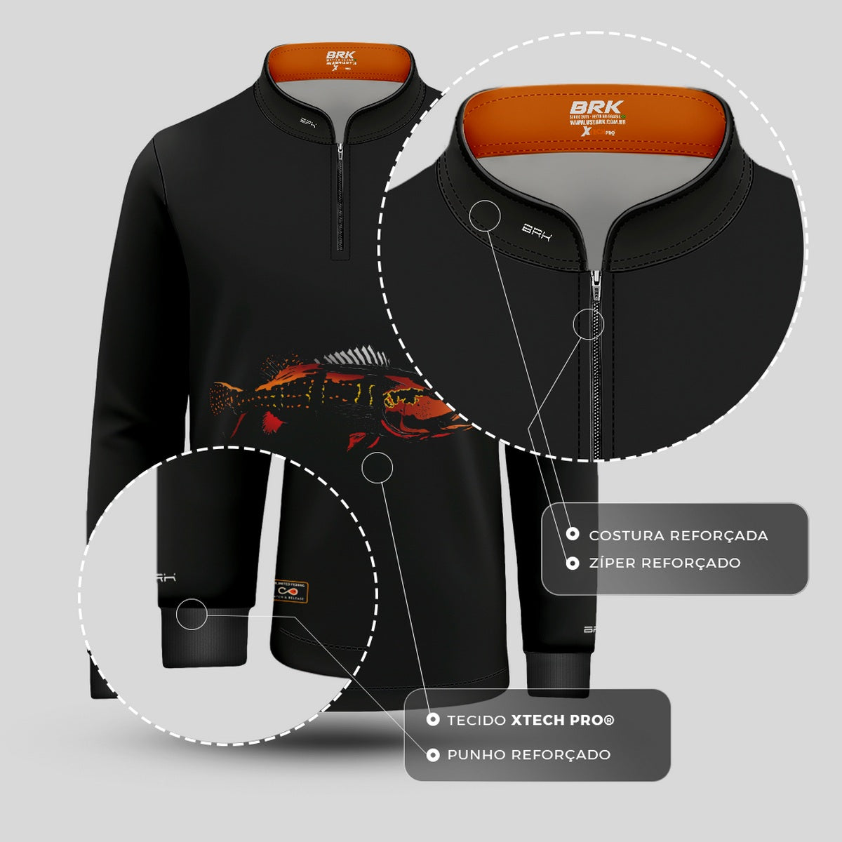 Camisa de Pesca Infantil Brk Tucunaré Açu Amazon com Proteção UV50+