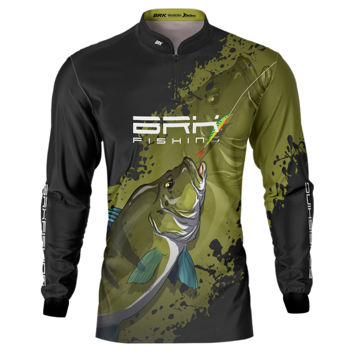 Camisa de Pesca Preto e Musgo Brk Tucunaré Azul com UV50+