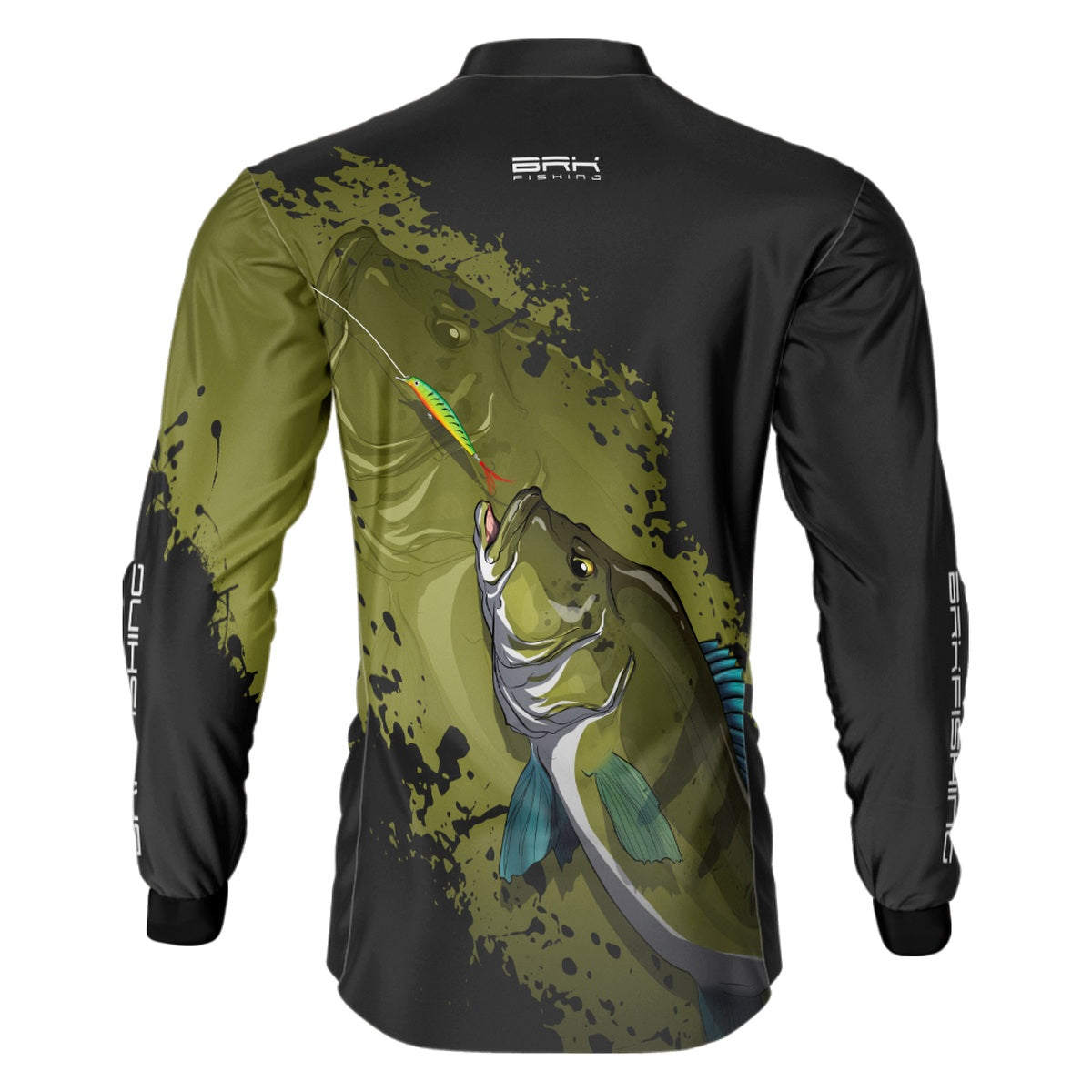 Camisa de Pesca Preto e Musgo Brk Tucunaré Azul com UV50+