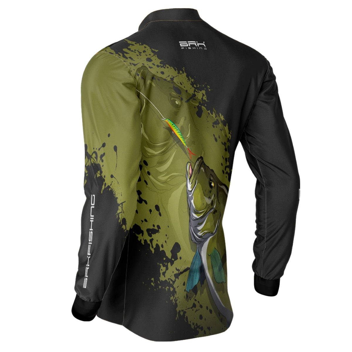 Camisa de Pesca Preto e Musgo Brk Tucunaré Azul com UV50+
