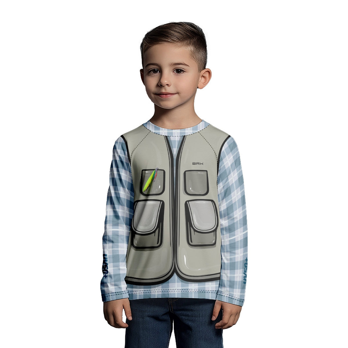 Camisa de Pesca Kids Brk Azul Pequeno Pescador com Proteção UV50