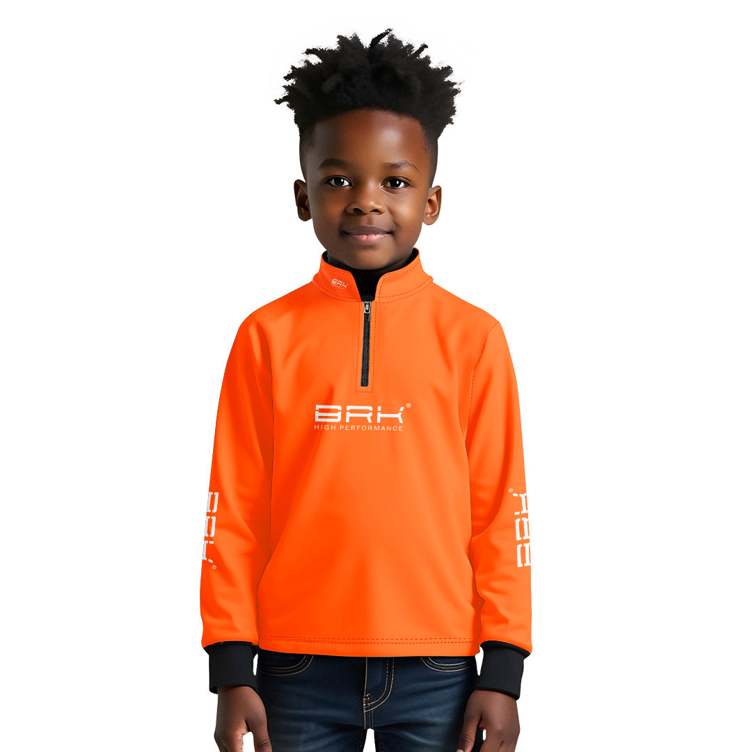 Camisa de Pesca Infantil Brk Básica Laranja com Proteção Solar UV50+