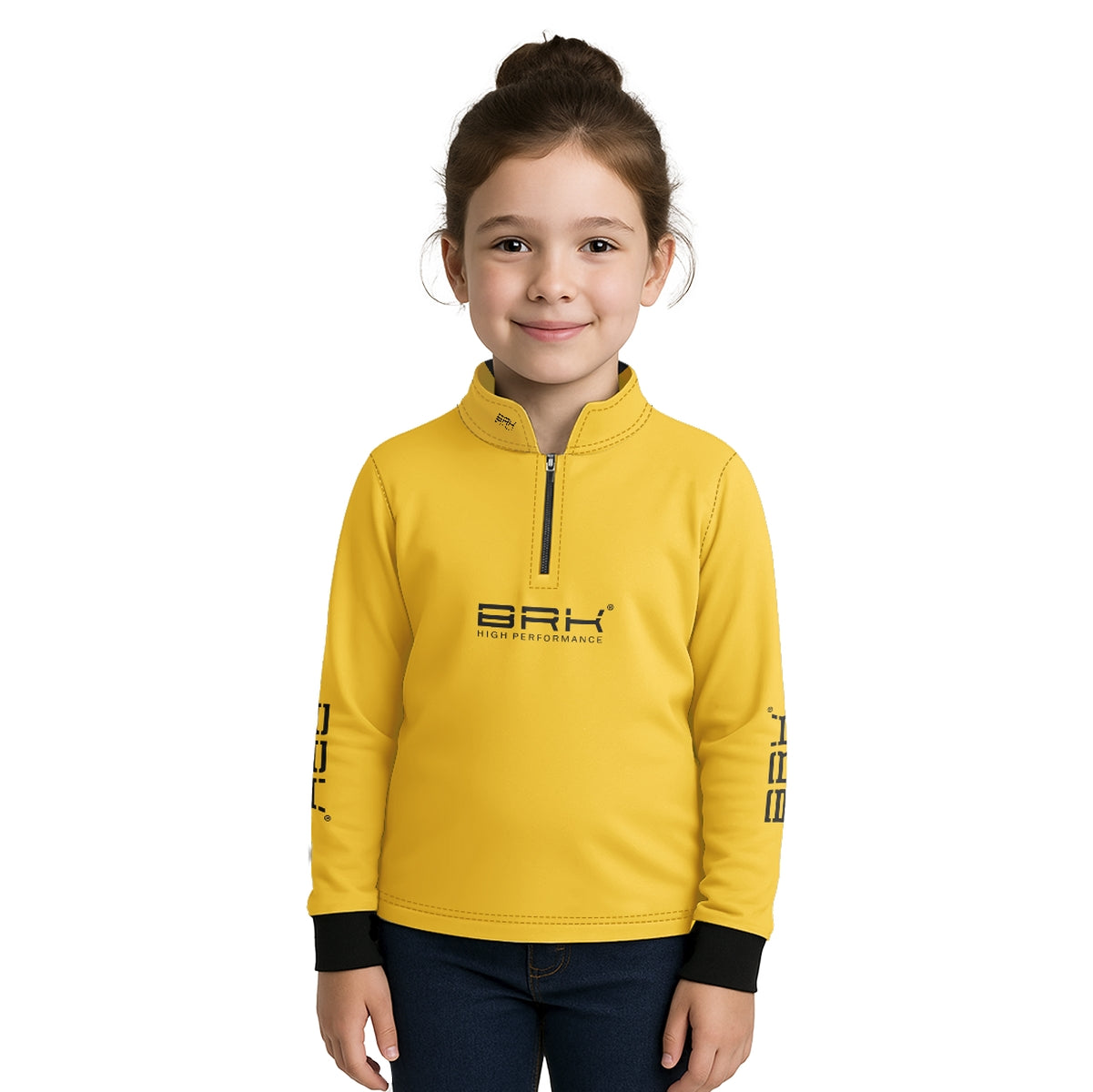 Camisa de Pesca Infantil Brk Básica Amarela com Proteção Solar UV50+