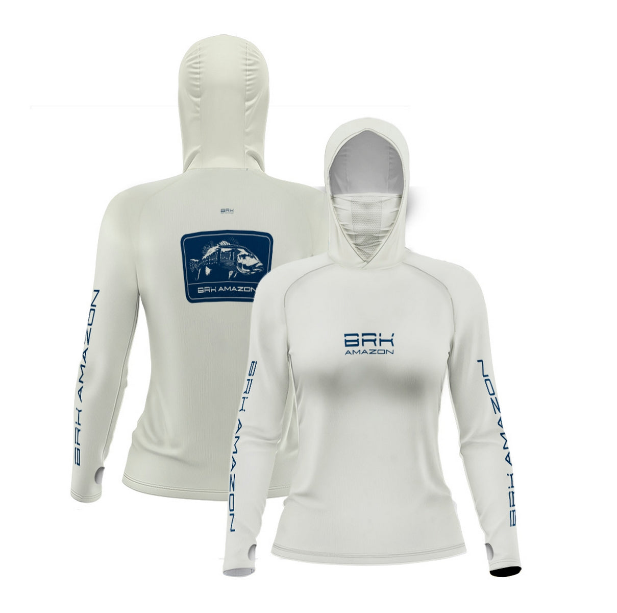 Camisa FusionX Brk Feminino Tucunaré Clean Bege com Capuz e Proteção UV50+