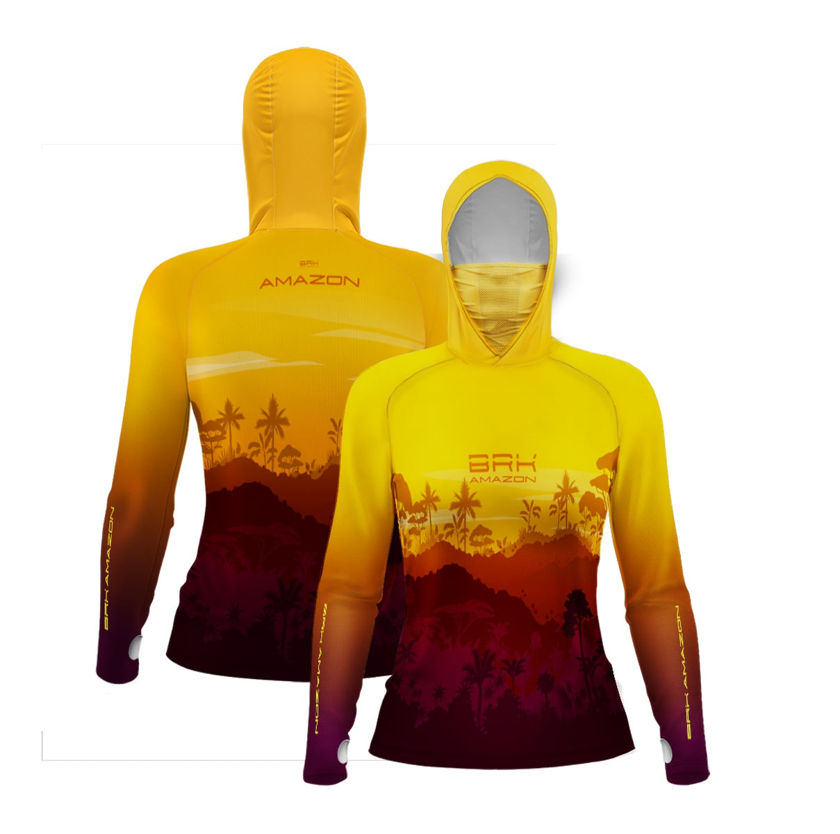 Camisa FusionX Brk Feminino Por do Sol Mata Clara com Capuz e Proteção UV50+