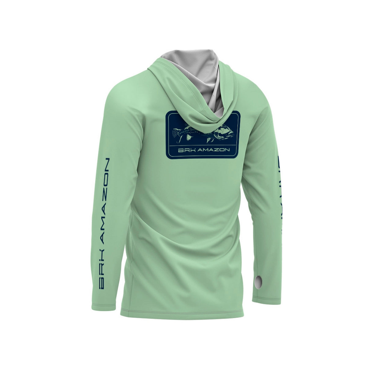Camisa FusionX Brk Tucunaré Clean Verde Claro com Capuz e Proteção UV50+