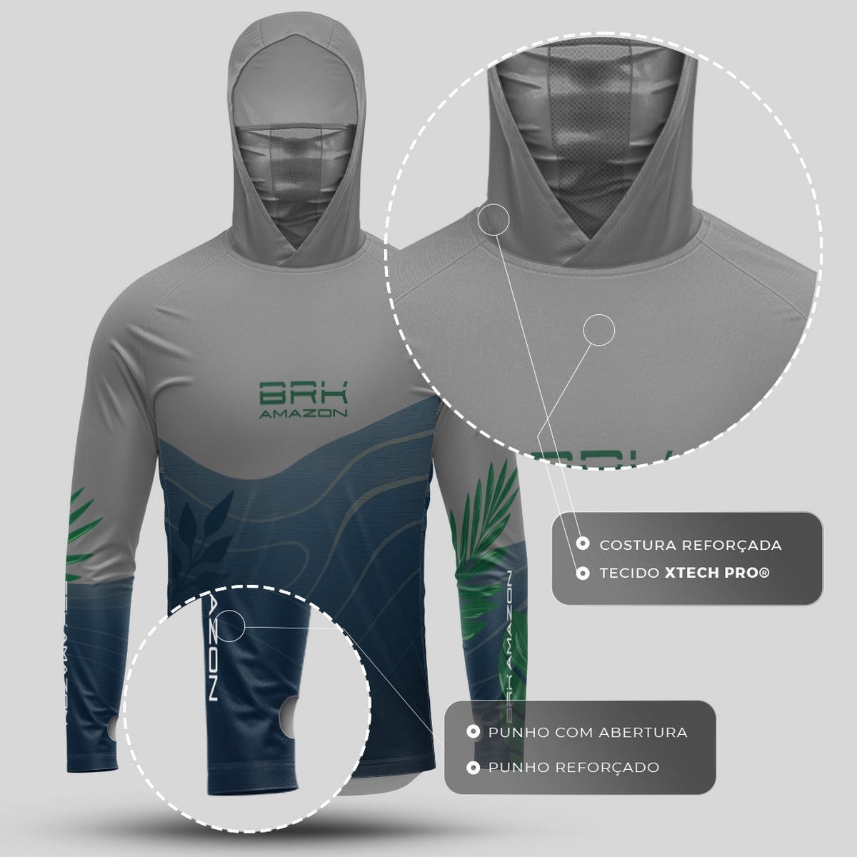 Camisa FusionX Brk Água Orgânica com Capuz e Proteção UV50+