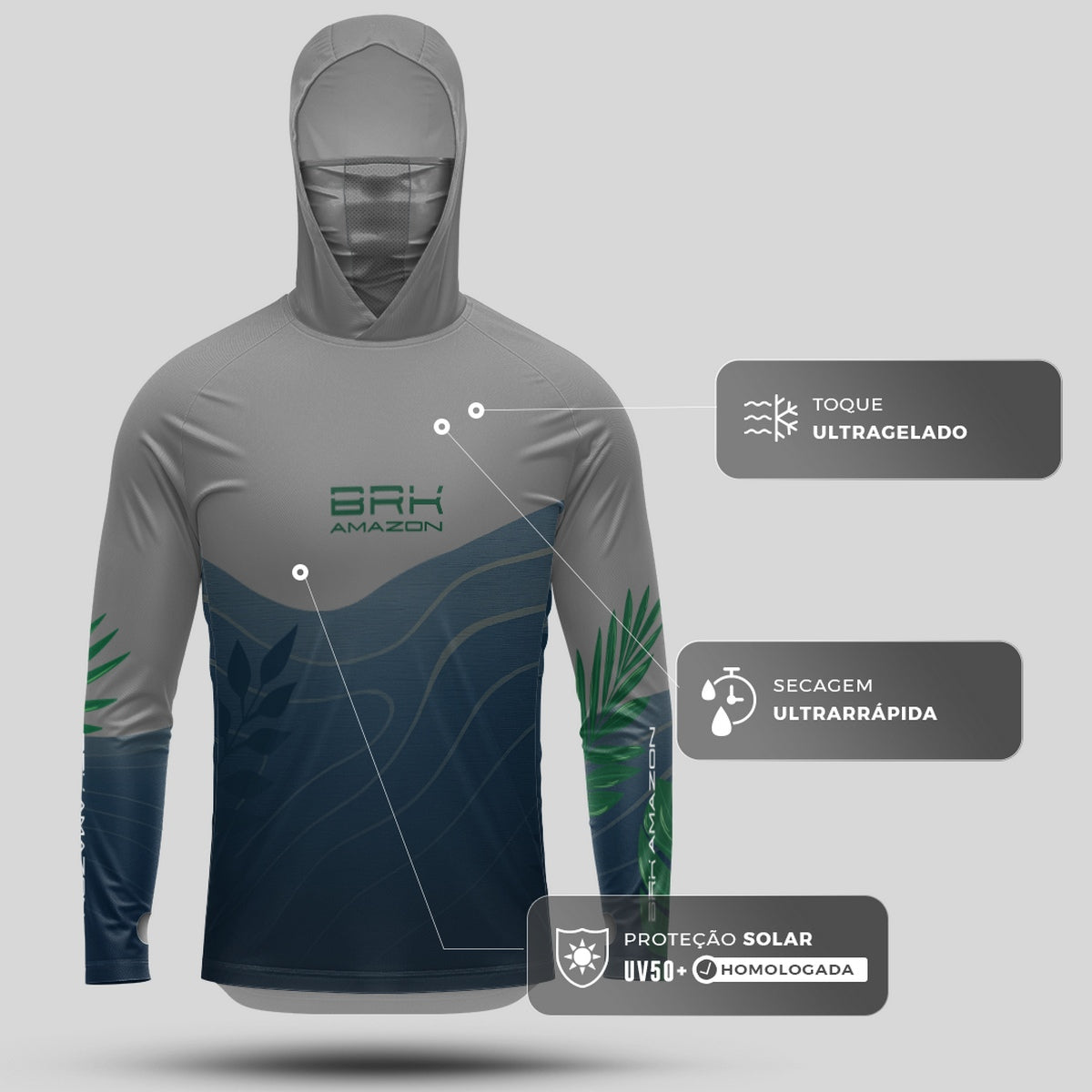 Camisa FusionX Brk Água Orgânica com Capuz e Proteção UV50+