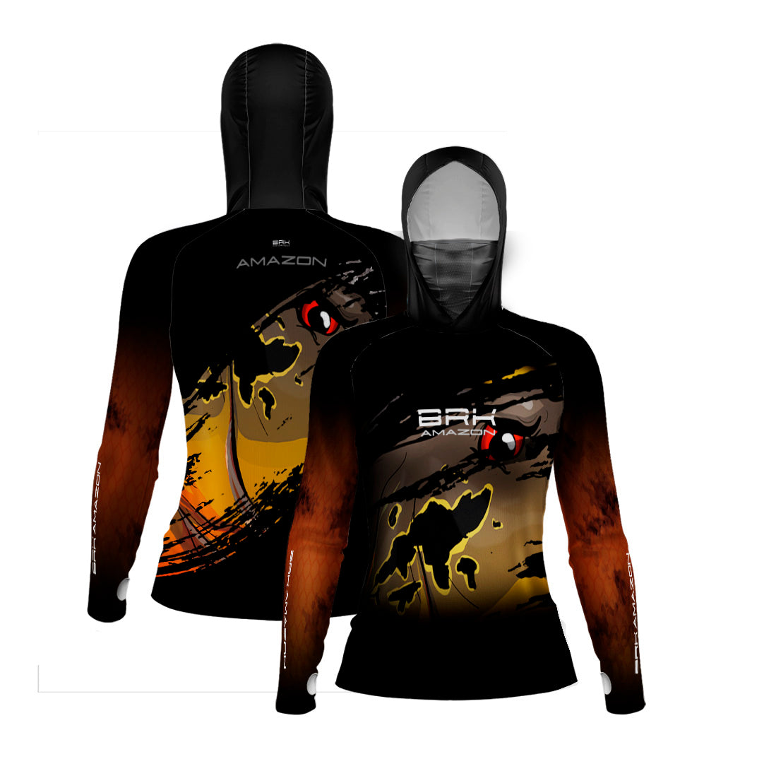 Camisa FusionX Brk Feminina Mancha Tucunaré Açu com Capuz e Proteção UV50+