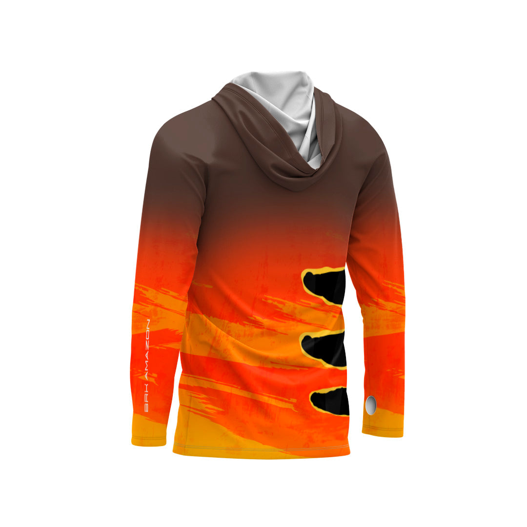 Camisa FusionX Brk Tucunaré Açu Laranja com Capuz e Proteção UV50+
