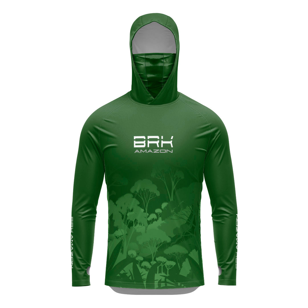 Camisa FusionX Brk Amazon Florest Verde com Capuz e Proteção UV50+