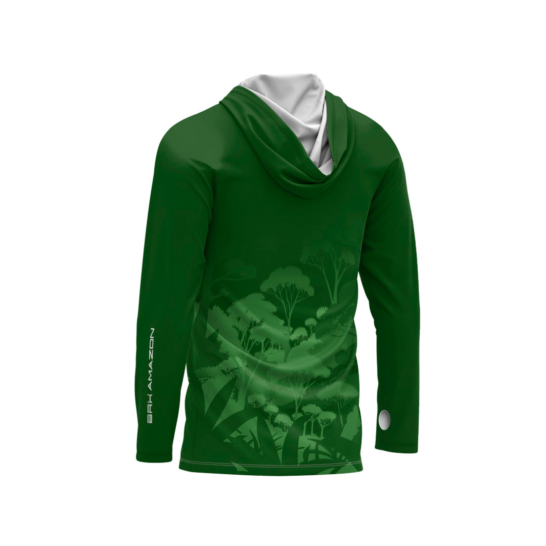 Camisa FusionX Brk Amazon Florest Verde com Capuz e Proteção UV50+