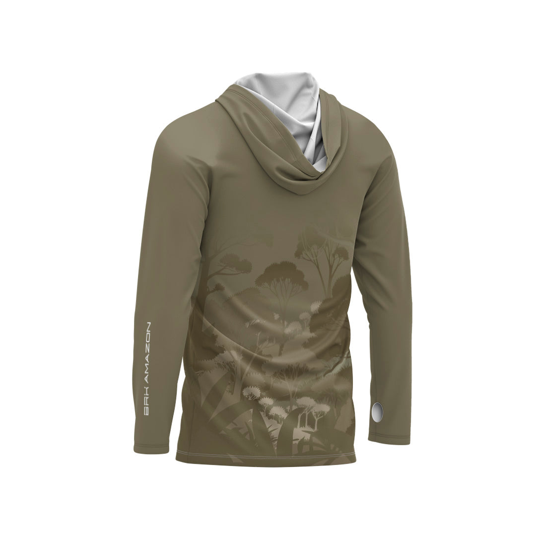 Camisa FusionX Brk Amazon Florest Marrom com Capuz e Proteção UV50+
