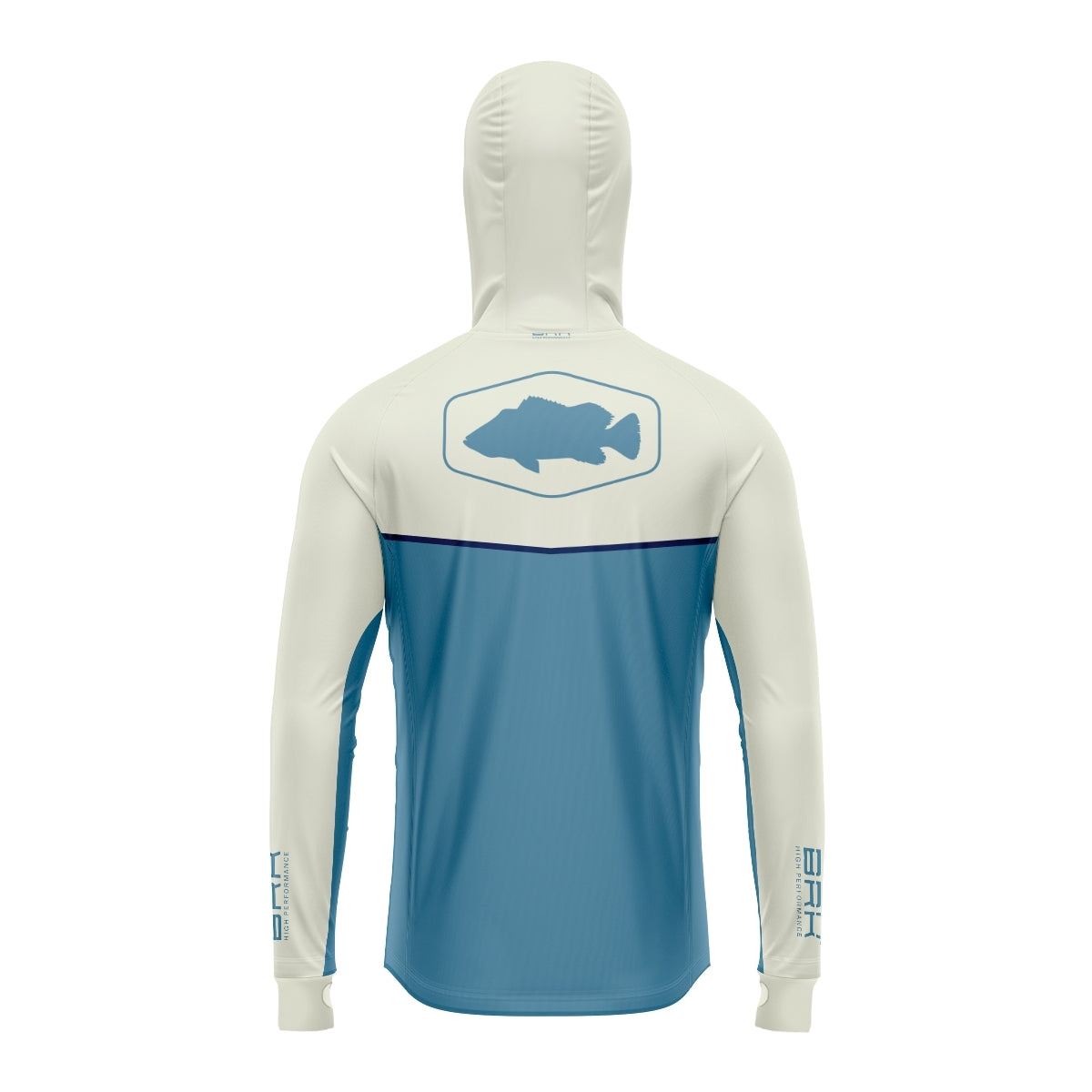 Camisa de Pesca Brk com Capuz Hybrid Bege com Azul com Proteção Solar UV50+