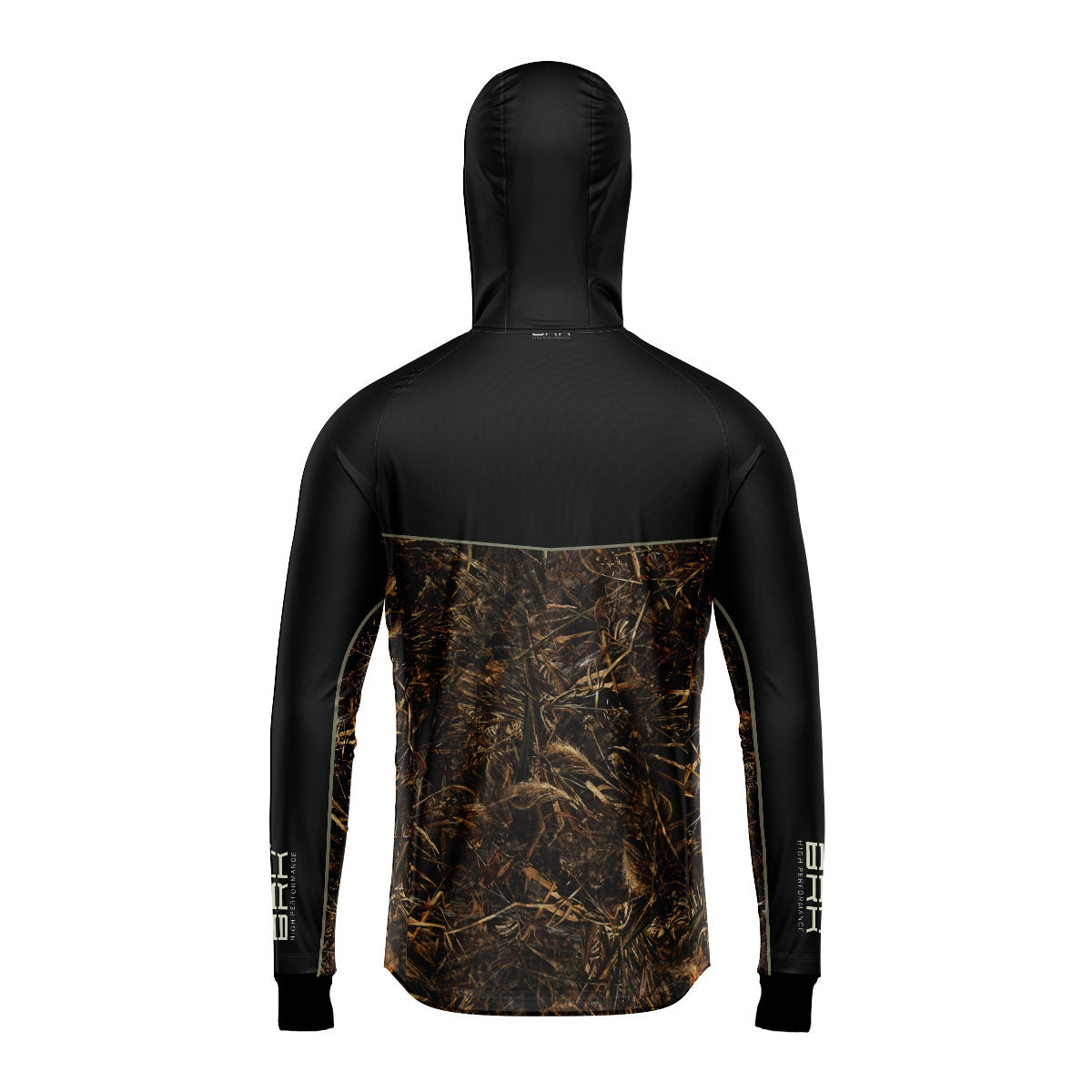Camisa de Pesca Brk com Capuz Hybrid Black Real Tree com Proteção Solar UV50+