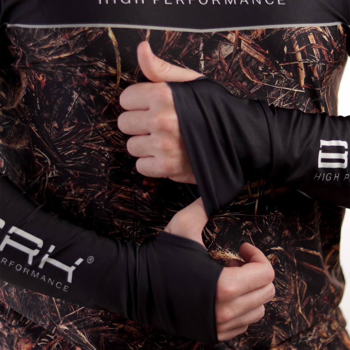 Camisa de Pesca Brk com Capuz Hybrid Black Real Tree com Proteção Solar UV50+