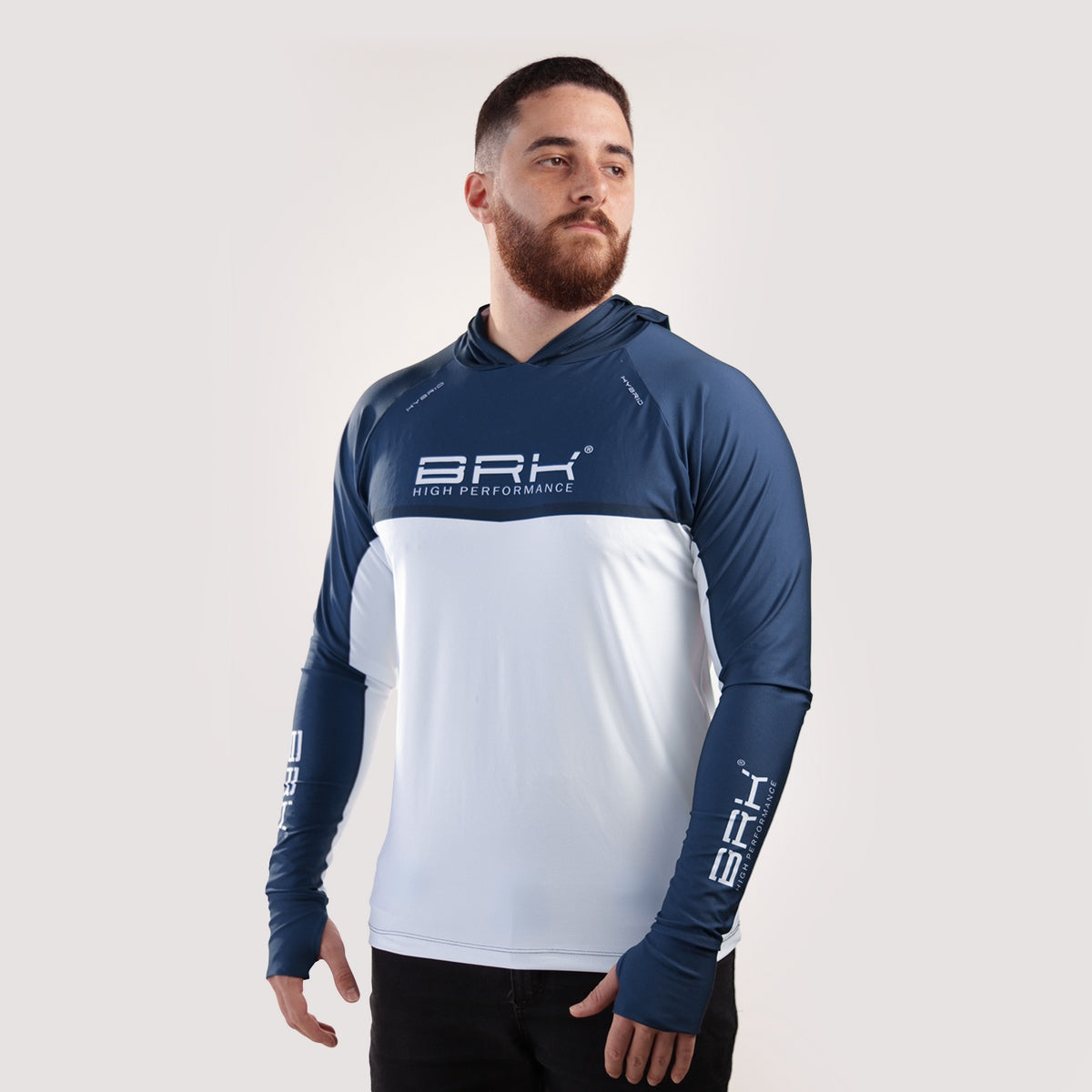 Camisa de Pesca Brk com Capuz Hybrid Blue Fishing com Proteção Solar UV50+