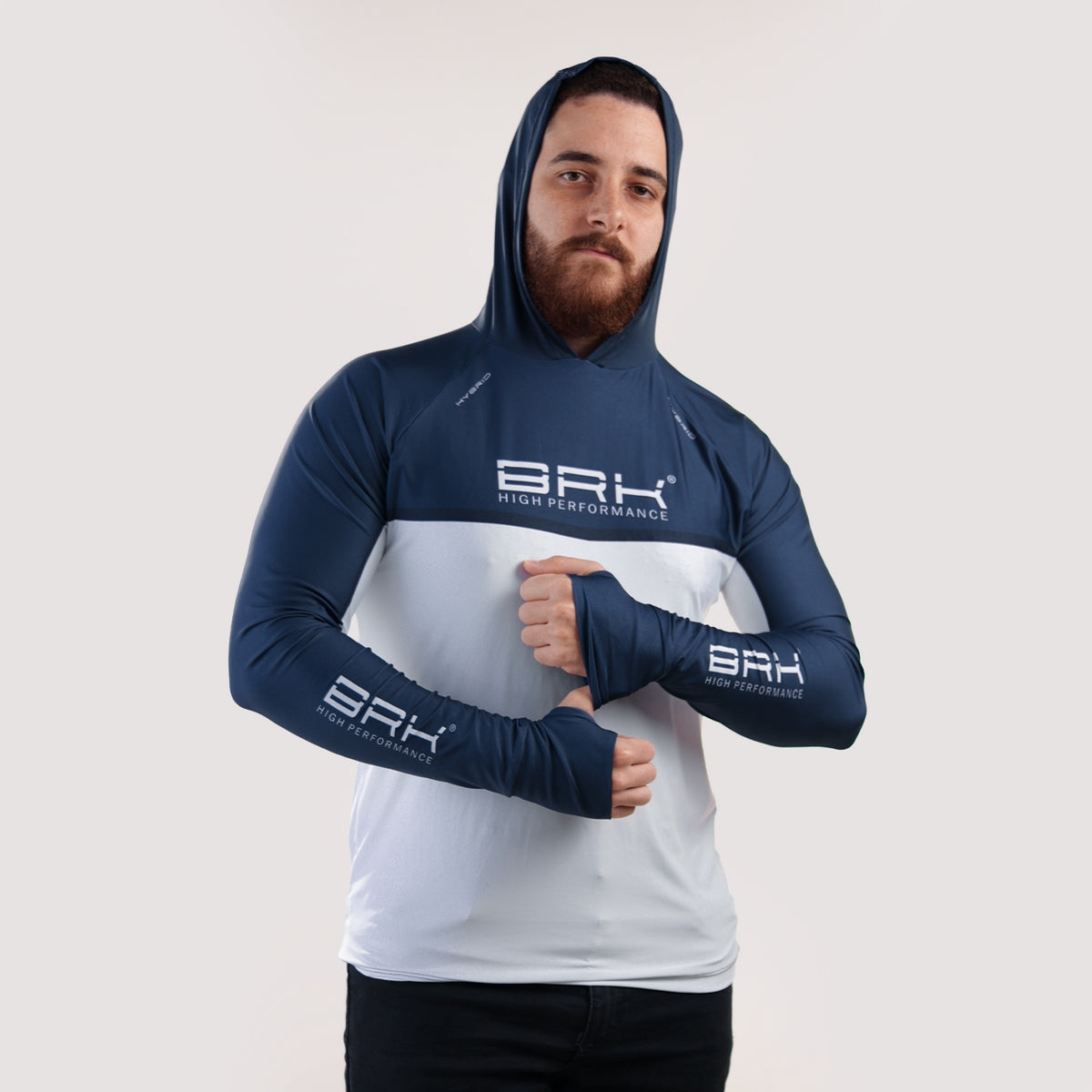 Camisa de Pesca Brk com Capuz Hybrid Blue Fishing com Proteção Solar UV50+