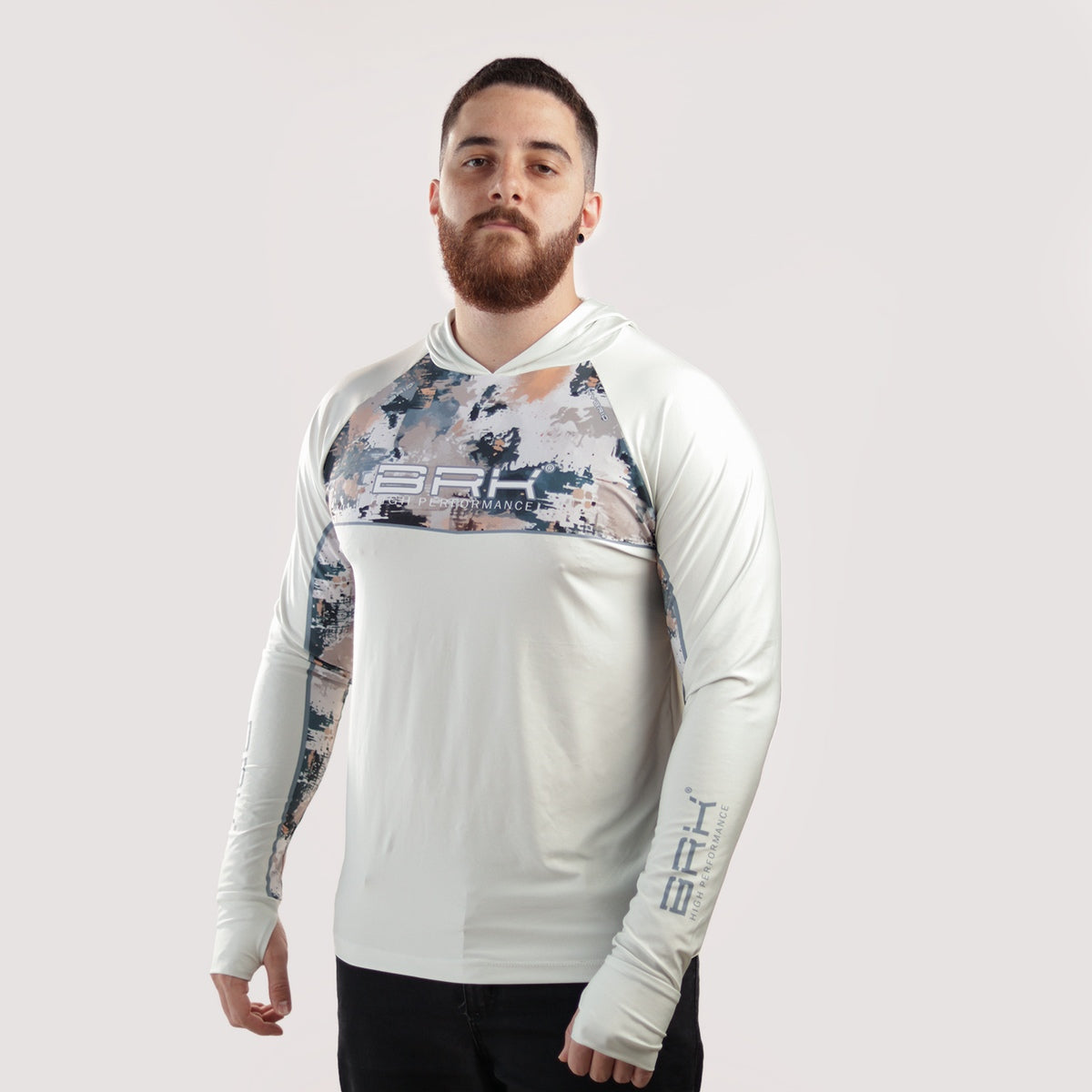 Camisa de Pesca Brk com Capuz Hybrid Camuflagem Fishing com Proteção Solar UV50+