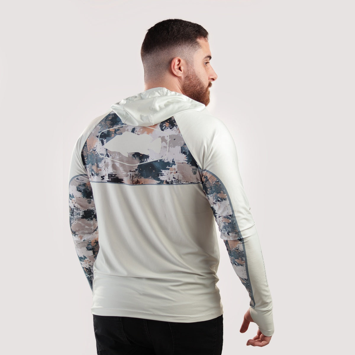 Camisa de Pesca Brk com Capuz Hybrid Camuflagem Fishing com Proteção Solar UV50+
