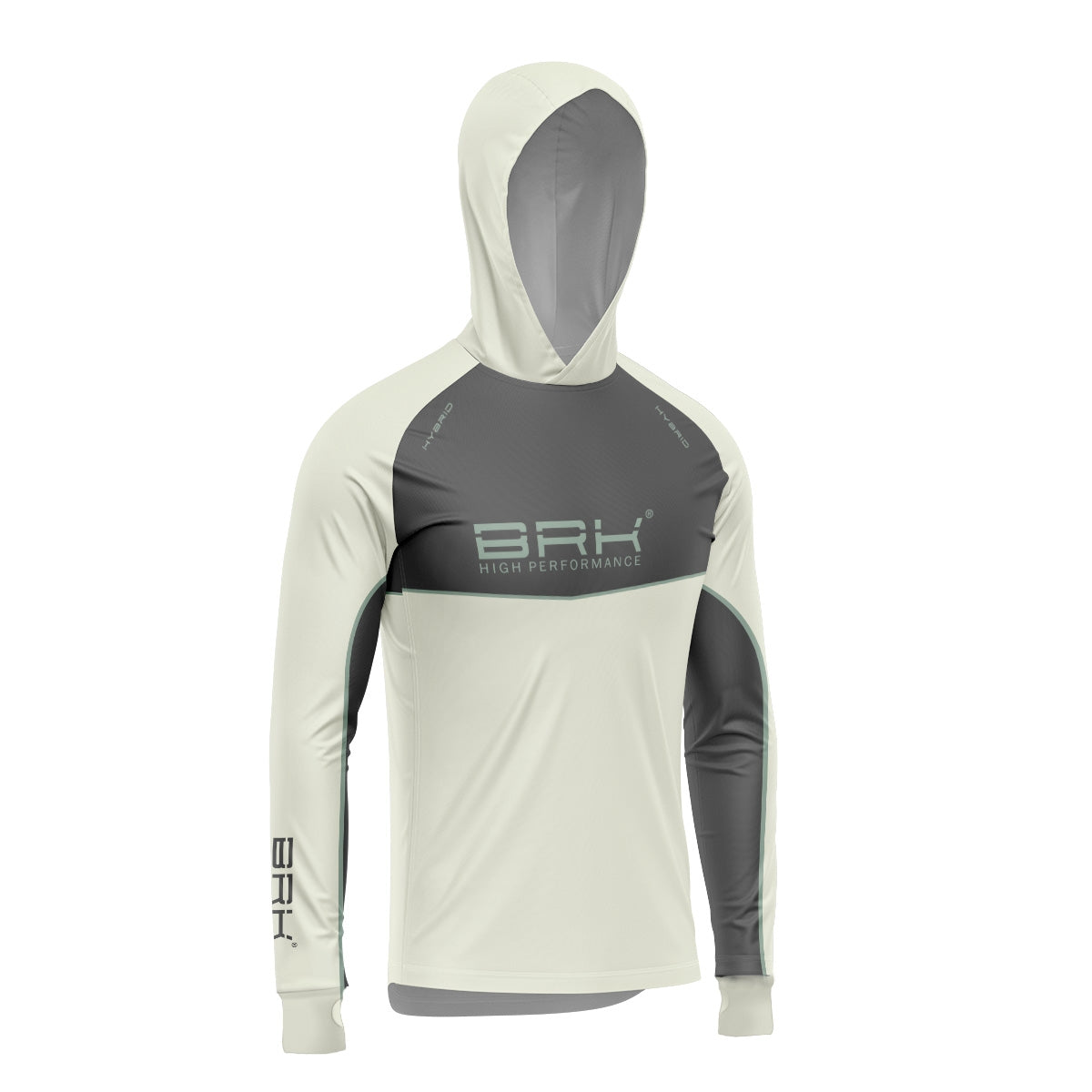 Camisa de Pesca Brk com Capuz Hybrid Cinza Bege com Proteção Solar UV50+