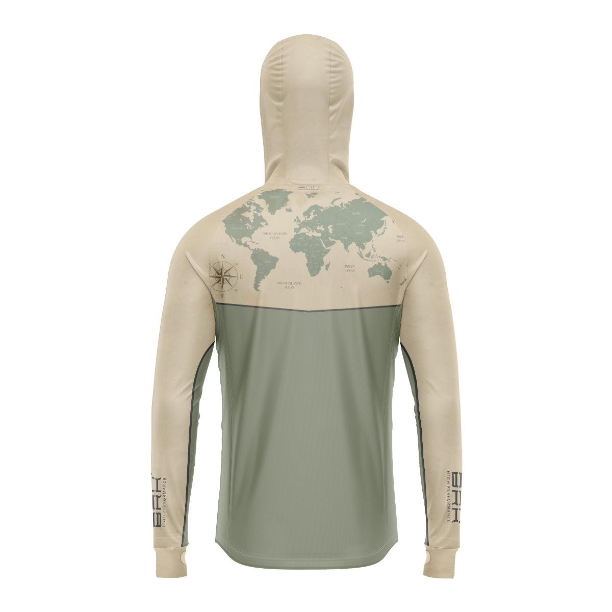 Camisa de Pesca Brk com Capuz Hybrid Luva Maps com Proteção Solar UV50+
