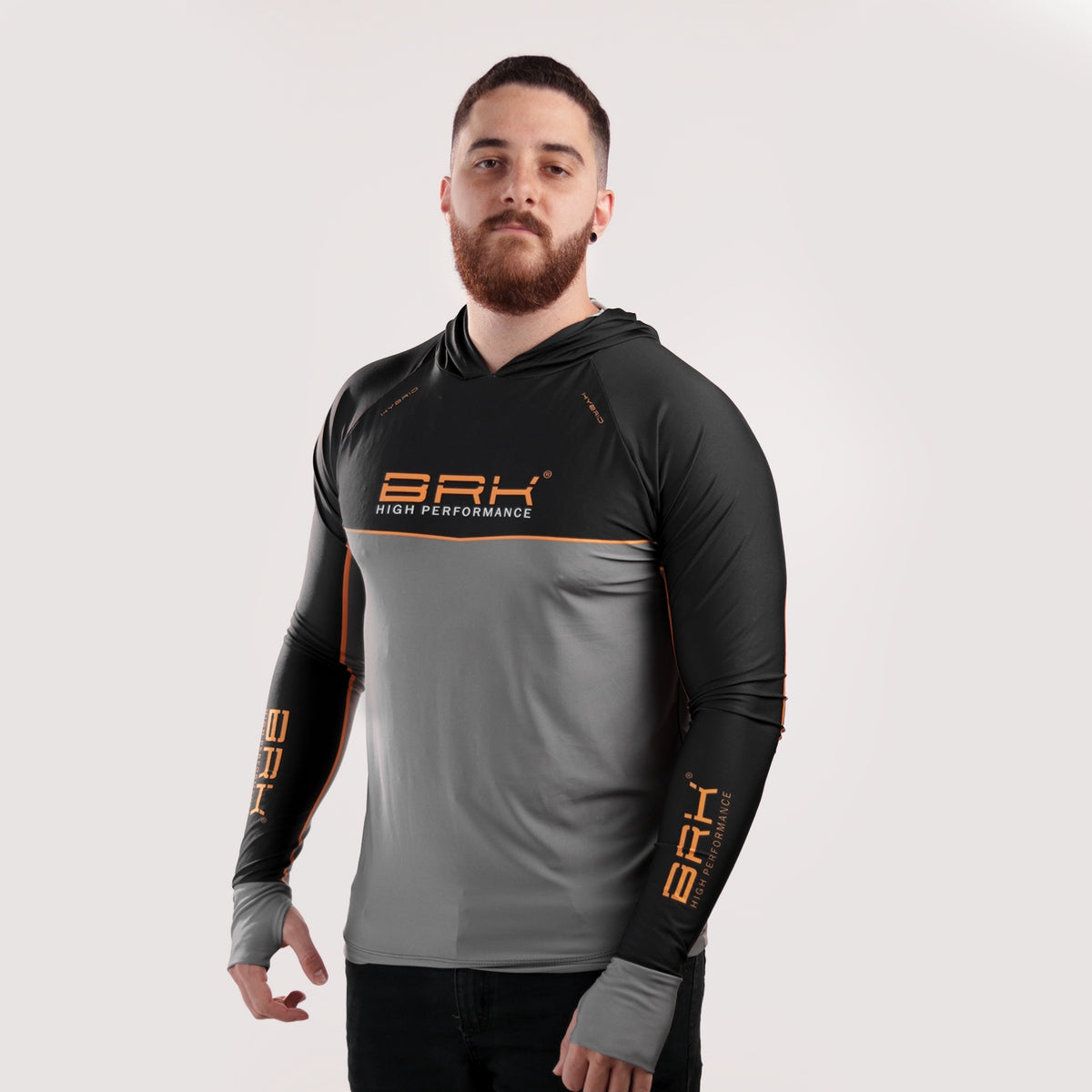 Camisa de Pesca Brk com Capuz Hybrid Real Preto Black Fishing com Proteção Solar UV50+