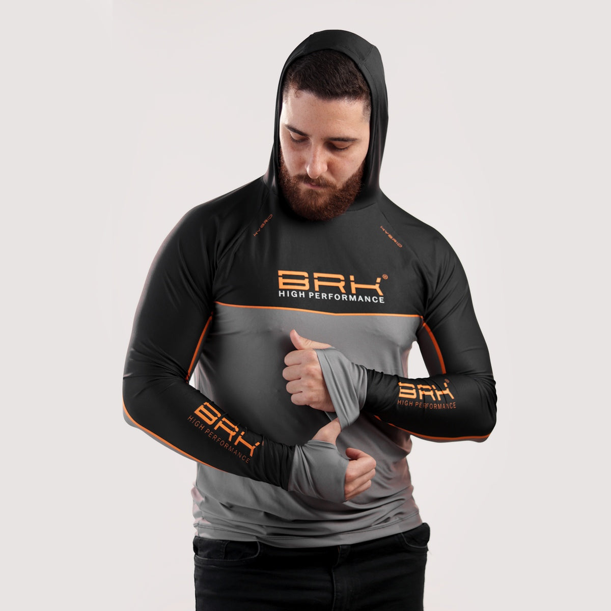 Camisa de Pesca Brk com Capuz Hybrid Real Preto Black Fishing com Proteção Solar UV50+