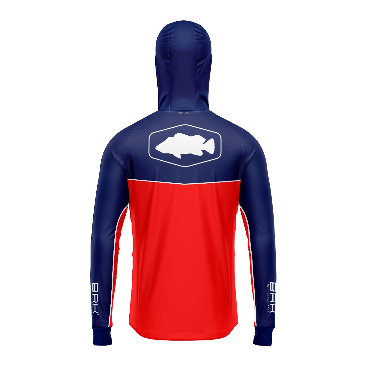 Camisa de Pesca Brk com Capuz Hybrid Red Blue Fishin com Proteção Solar UV50+