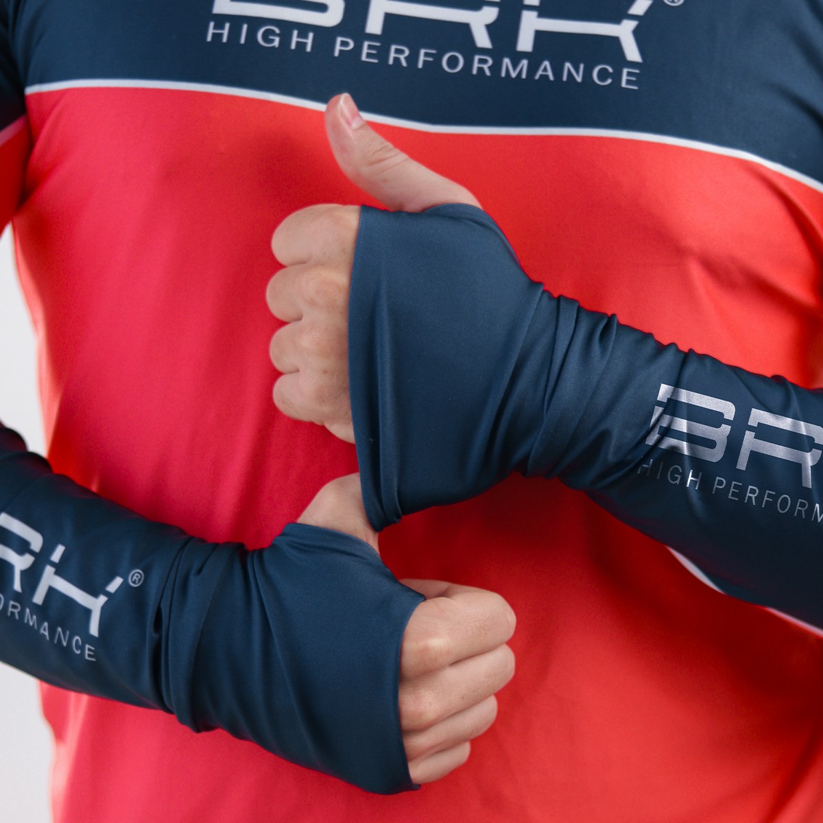 Camisa de Pesca Brk com Capuz Hybrid Red Blue Fishin com Proteção Solar UV50+