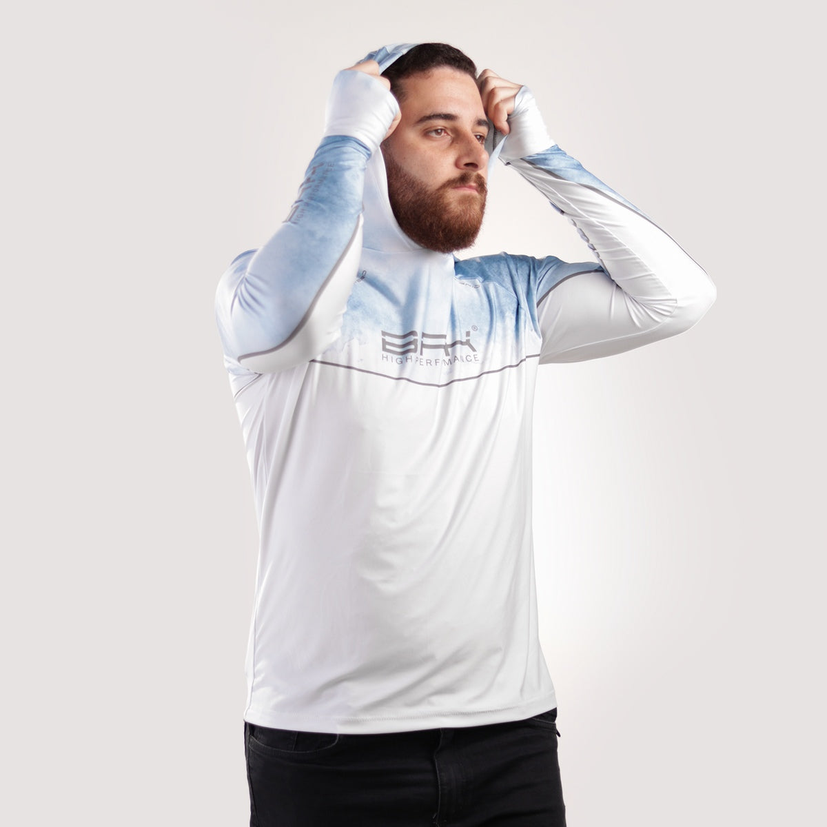 Camisa de Pesca Brk com Capuz Hybrid Snow com Proteção Solar UV50+