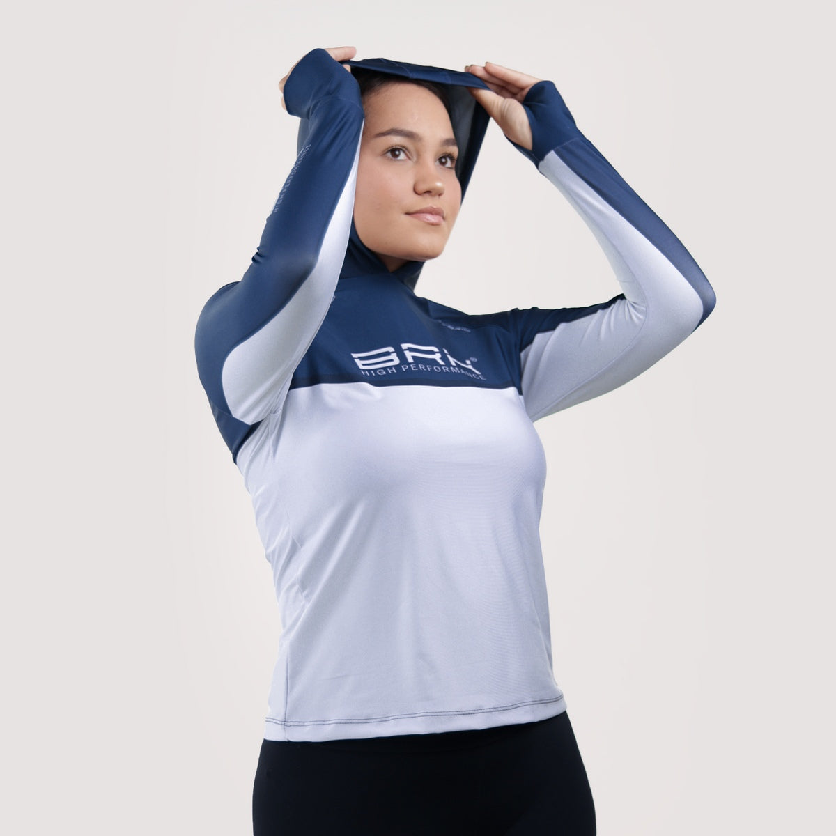 Camisa de Pesca Feminina Brk com Capuz Hybrid Blue Fishing com Proteção Solar UV50+