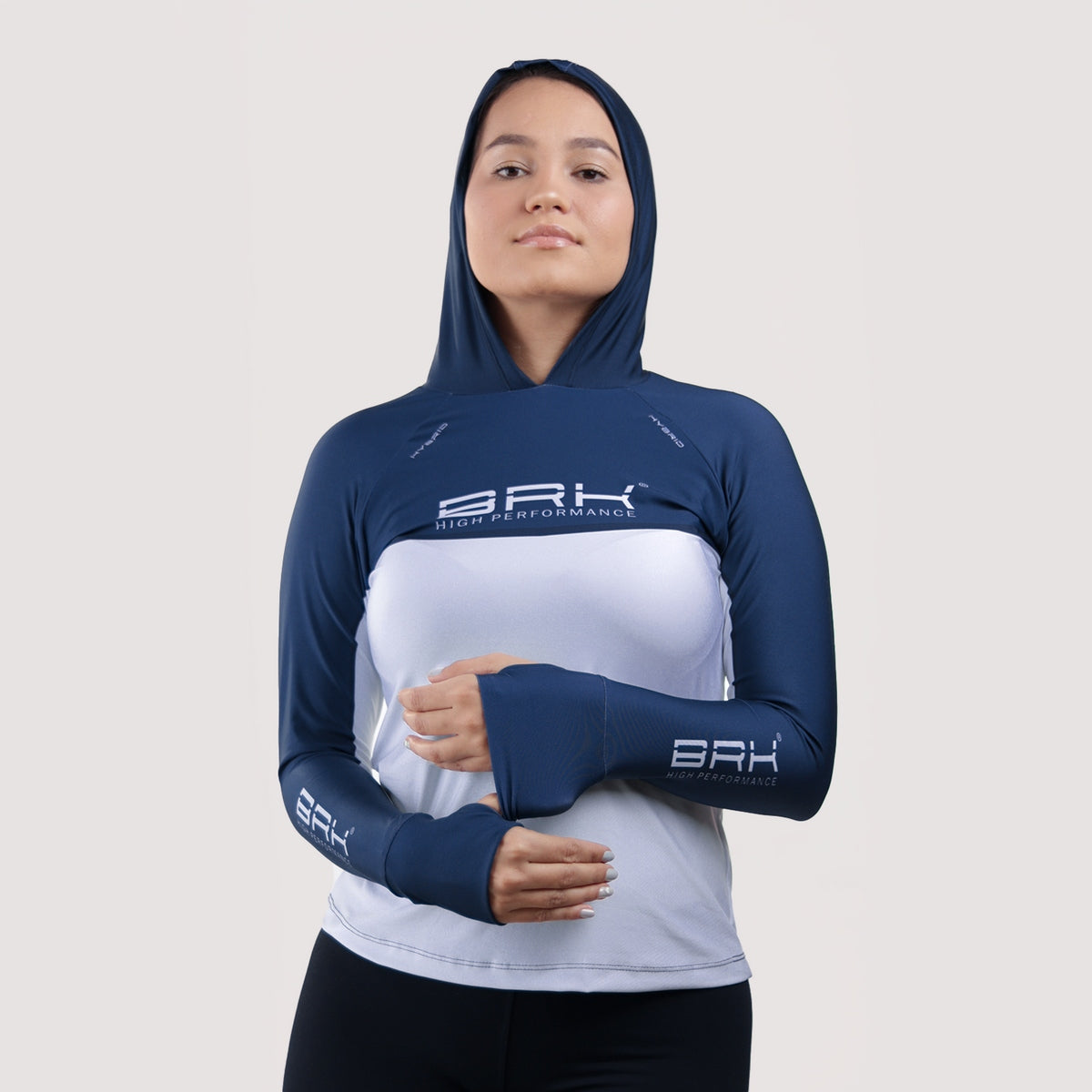 Camisa de Pesca Feminina Brk com Capuz Hybrid Blue Fishing com Proteção Solar UV50+