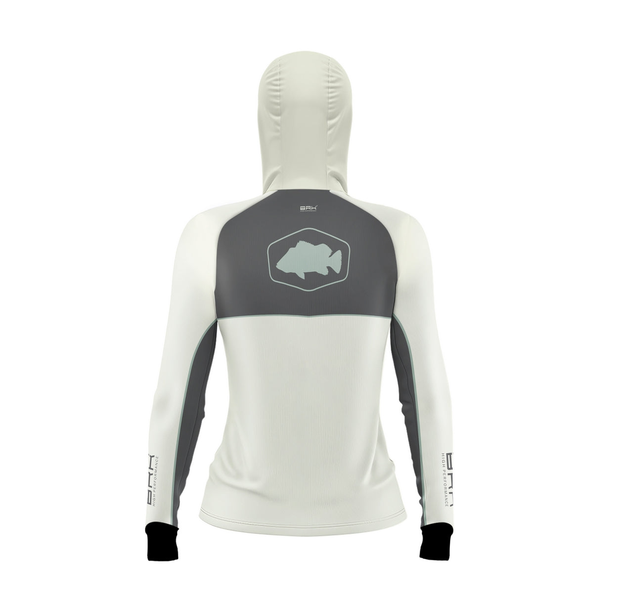 Camisa de Pesca Feminina Brk com Capuz Hybrid Cinza Bege com Proteção Solar UV50+