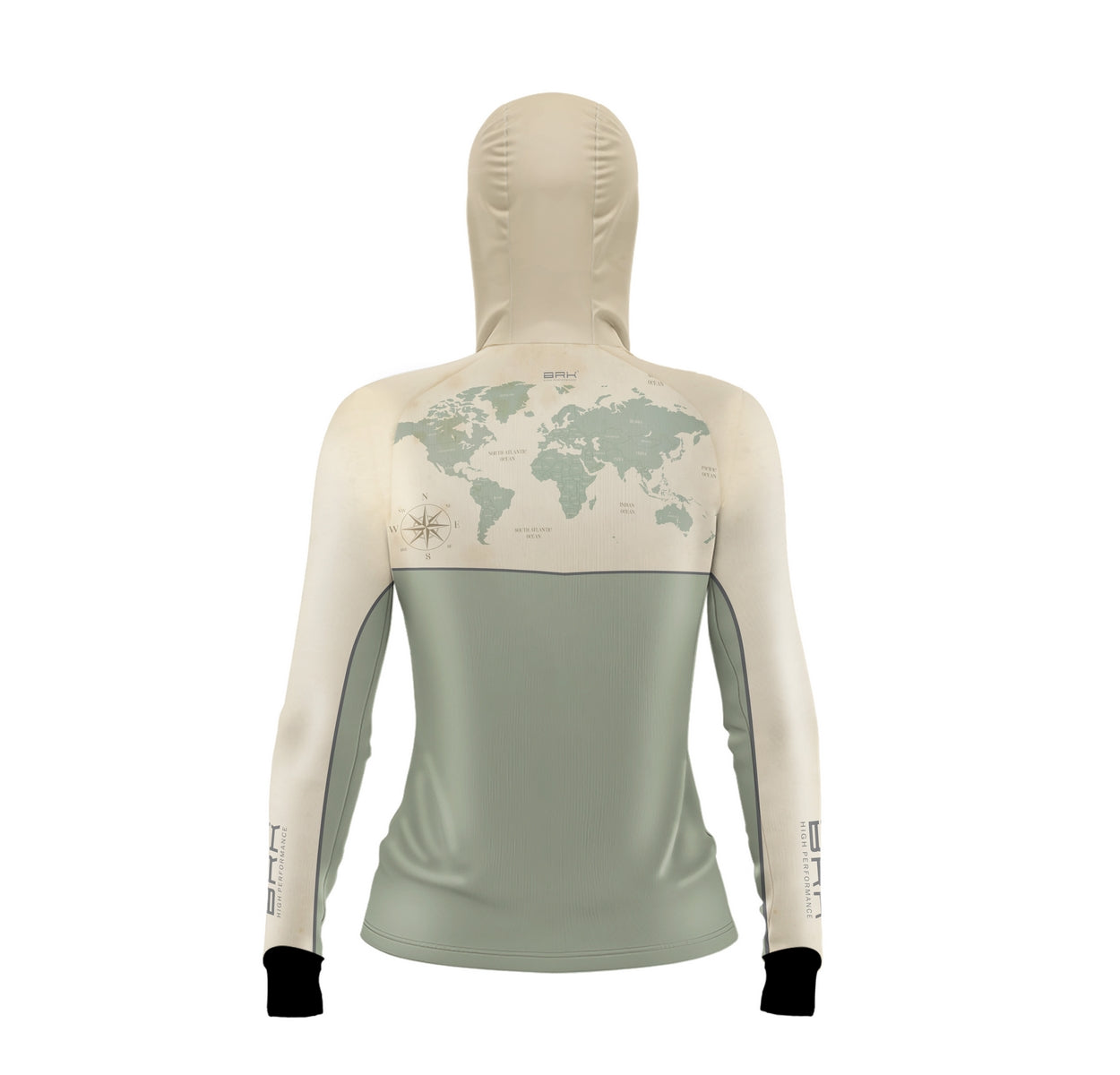 Camisa de Pesca Feminina Brk com Capuz Hybrid Luva Maps com Proteção Solar UV50+