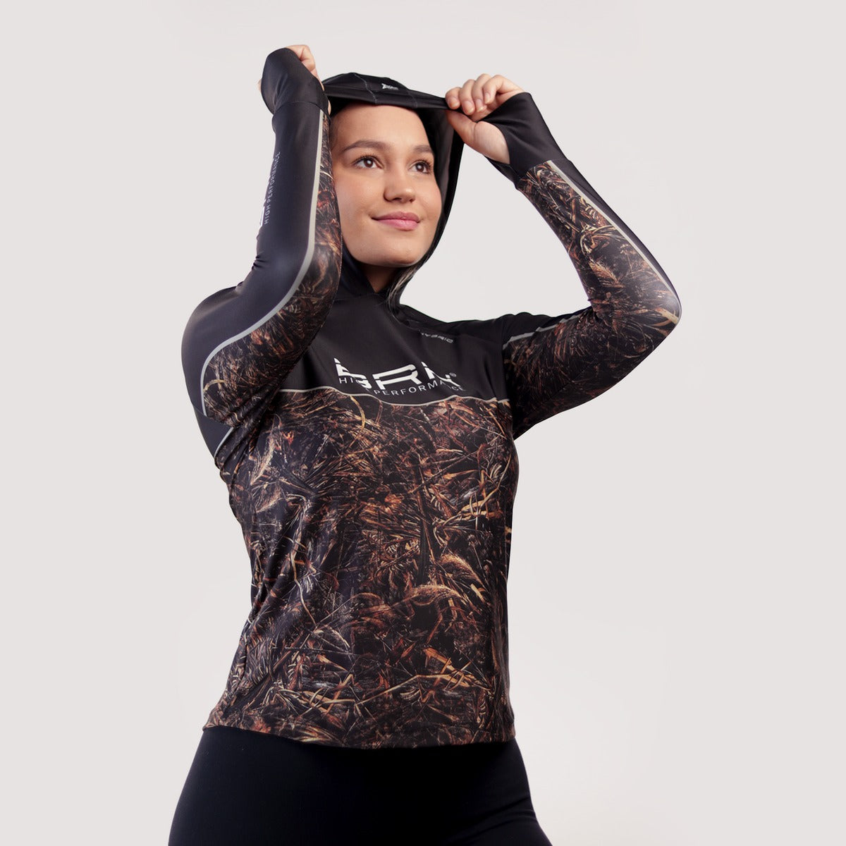 Camisa de Pesca Feminina Brk com Capuz Hybrid No Bait No Fishing com Proteção Solar UV50+