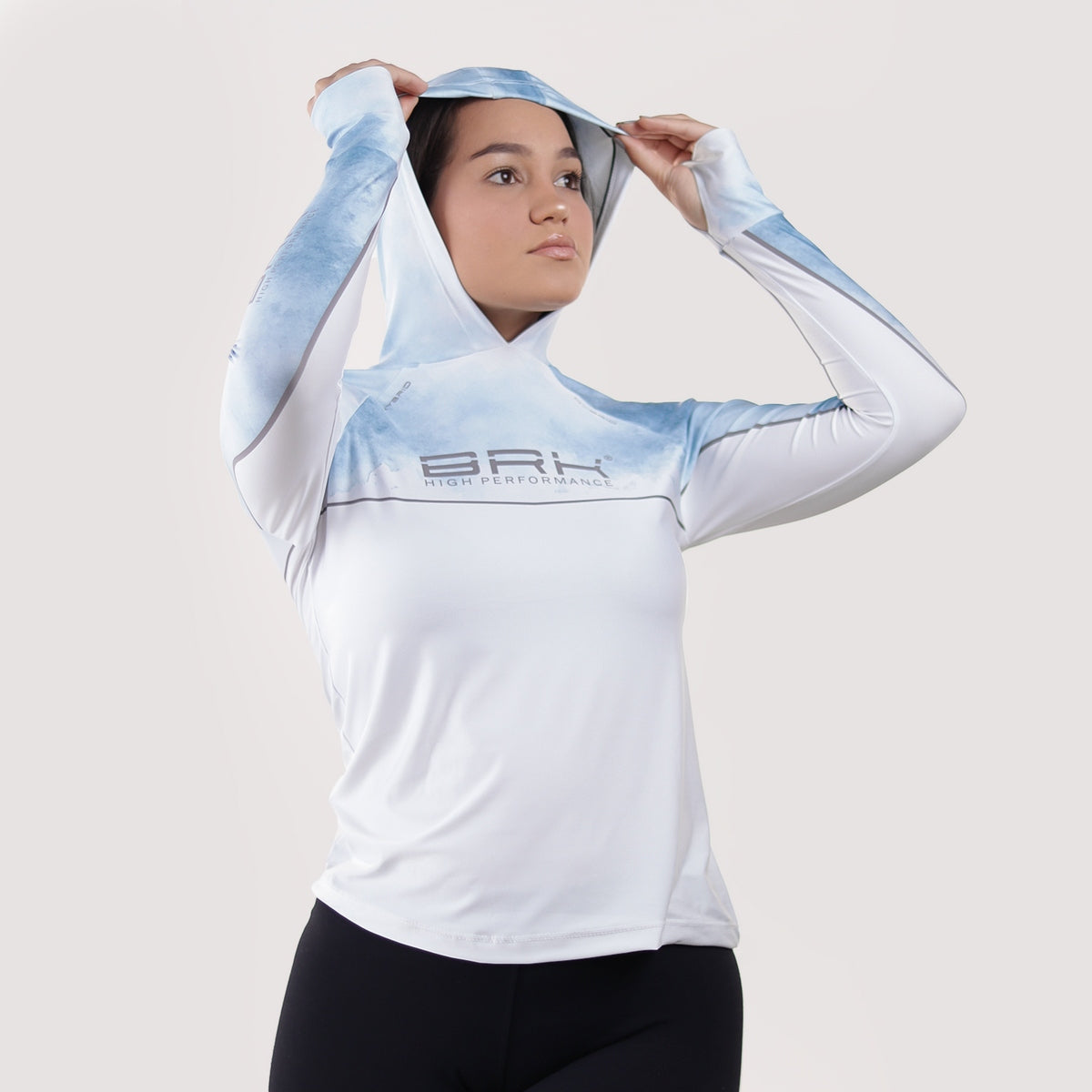 Camisa de Pesca Feminina Brk com Capuz Hybrid Snow com Proteção Solar UV50+