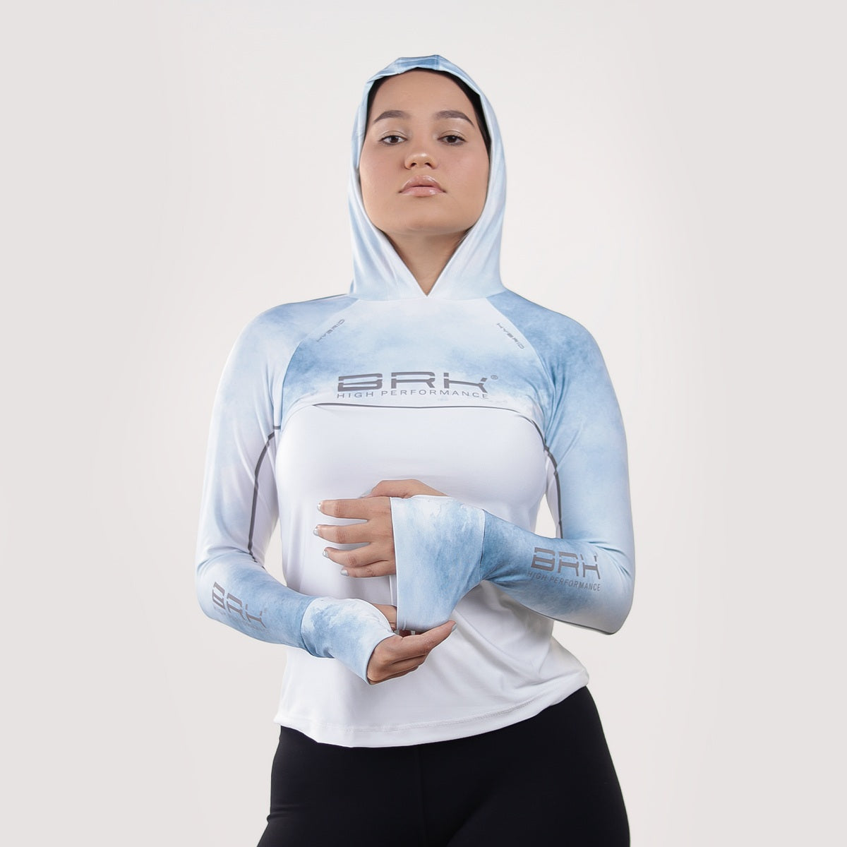 Camisa de Pesca Feminina Brk com Capuz Hybrid Snow com Proteção Solar UV50+